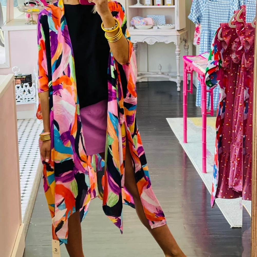 Colorful Kimono/Swim Coverup OS NWT - Picture 2 of 2